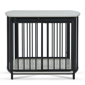 VisioGear Dog Crate for Small and Medium Dogs, Wooden Dog Crate End Table with Double-Doors, Gray, 31.5"*23.03"*25.87" - 1 of 4