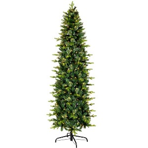 7.5' Prelit Pencil Slim Hinged Feel Real Prancer Fir Artificial Christmas Tree Clear Lights - National Tree Company - 1 of 4