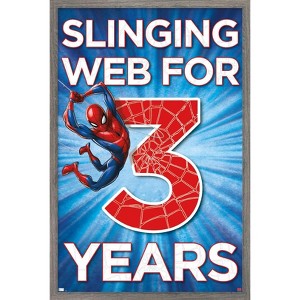 Trends International Marvel Spider-Man - Happy 3rd Birthday Framed Wall Poster Prints - 1 of 4