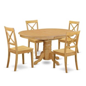 HomeStock 5-Pc Natural Oak Finish Solid Wood Top Dining table with 4 Chairs - 1 of 4