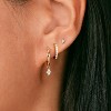 3 Pairs Small Gold Hoop Earring, 14K Gold Plated Earring Stacks Butterfly Heart Star Moon Bow Four Leaf Rhombus Round CZ Pearl - 2 of 4