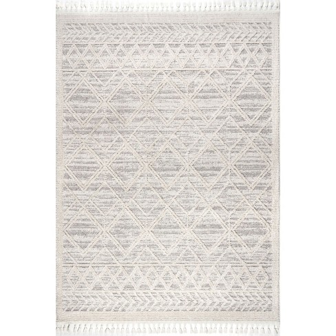 Nuloom 8x11 Ansley Moroccan Tassel Area Rug, Light Grey, High-low ...