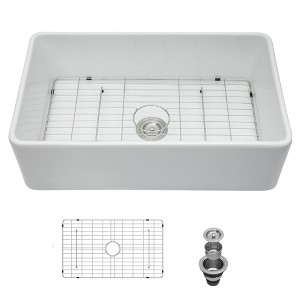 Gulches 30 x 20 x 9 Inch White Ceramic Farmhouse Sink, Apron Front ...