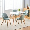 FurnitureR Upholstered Velvet Dining Chair Mid Back Armless with Wood Legs for Home Kitchen Bedroom Living Room, Set of 2, AQUA - 3 of 4