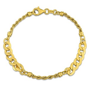 EVERLY JEWELRY | Yellow Plated Sterling Silver Rope chain 6mm curb Link Bracelet, 7.5 inch - 1 of 4