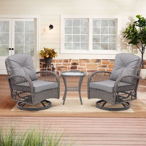 Sapphtopaz Outdoor Patio Furniture Set Rattan Chairs Leisure Patio Chairs with Cushions and Coffee Table for Backyard, Camping, Terrace - 1 of 4