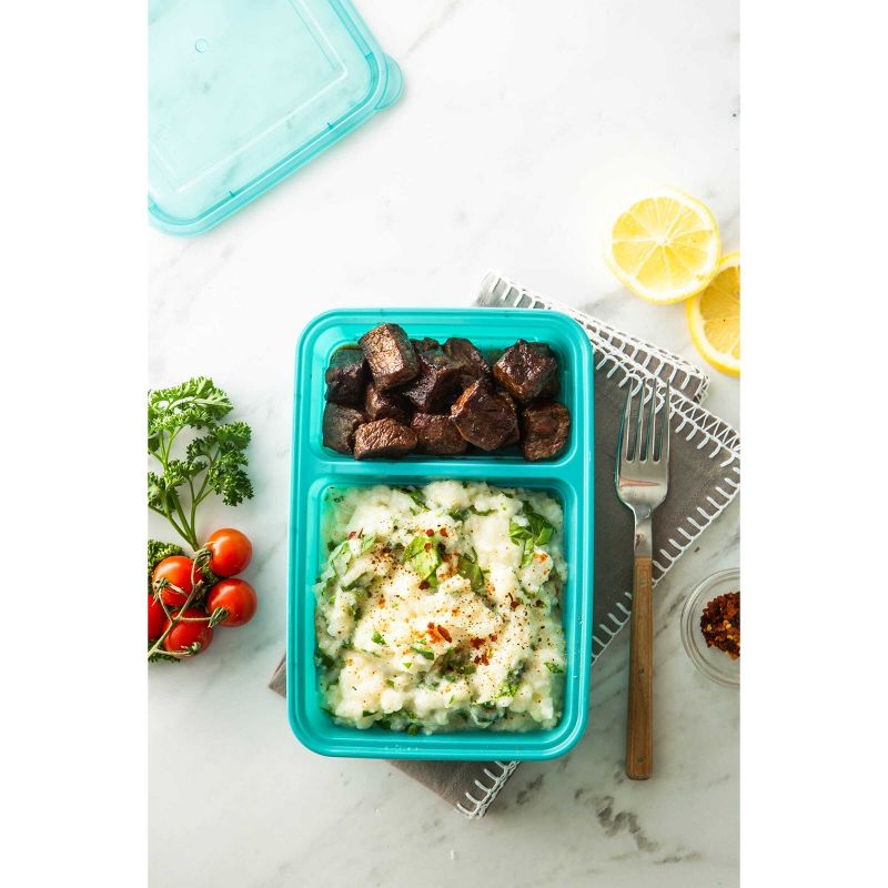 GoodCook Meal Prep 2 Compartment Large Rectangle Dark Teal Containers + Lids - 10ct, 5 of 13