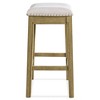 ROME + OAK Parker 26 Inch Counter Stool, Backless Saddle Kitchen Barstool in Natural Wood Finish with Wheat Cream Fabric Upholstery Cushion Seat - 4 of 4