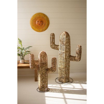 Set of 2 Woven Seagrass Cactus Sculptures 44.5"Tall by Kalalou
