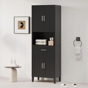 NicBex Tall Bathroom Storage Cabinet with 1 Drawer,Modern Freestanding Bathroom Cabinet with 2 Cabinets and 4 Soft-Close Doors for Bathroom - 1 of 4