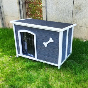 LAOTIES 40" Foldable Wooden Outdoor Dog House,Weatherproof Pet Shelter With Waterproof Roof,Raised Floor And Removable Bottom - 1 of 4