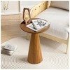 COZAYH Pedestal Wooden End Table for Small Space Living Room or Bedroom, Walnut - 4 of 4