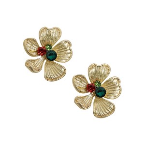SOHI Women's Multicolour Luminous Petal Stud Earrings - 1 of 4