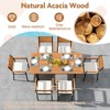 Tangkula 7-Piece Patio Furniture Set Outdoor Dining Chair Set for 6 w/ Acacia Wood & Metal Frame - 4 of 4