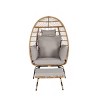 Wicker Egg Chair With Ottoman,Oversized Large Rattan Egg Chairs With Thick Cushion And Ottoman,Egg Chair For Porch, Backyard-Cuddlewood - 3 of 4