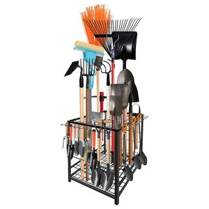 Garden Tool Organizer, Yard Tool Organizer, Metal Yard Tools Storage, Heavy Duty Garden Tool Organizer for Garage, Partitioned Tool Organizer Outdoor - 1 of 4