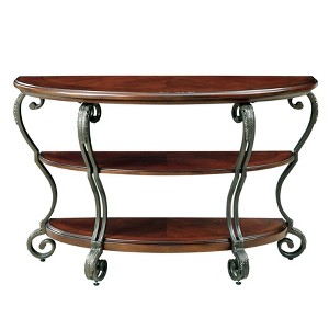 Telmin Traditional Sofa Table Brown Cherry - HOMES: Inside + Out: Entryway Half Moon with Open Shelf - 1 of 4