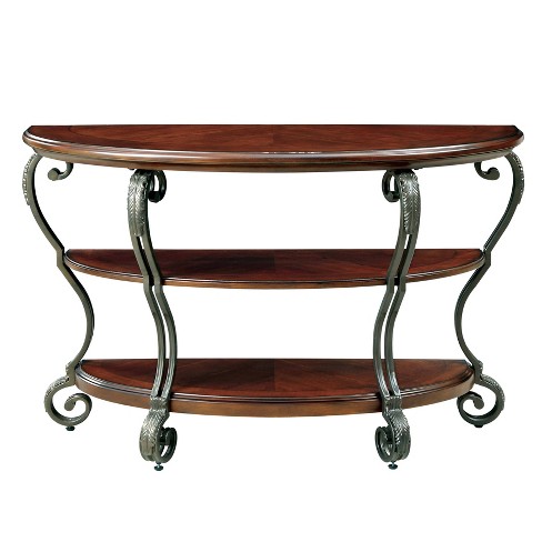 Telmin Traditional Sofa Table Brown Cherry - HOMES: Inside + Out: Entryway Half Moon with Open Shelf - image 1 of 4