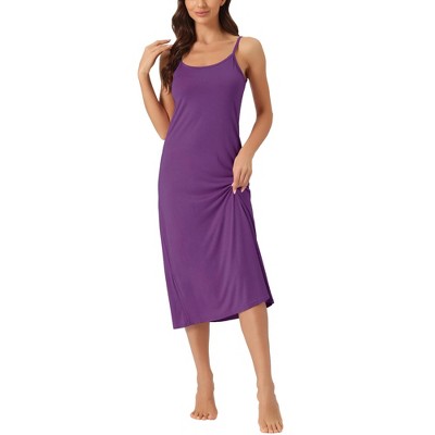 cheibear Women's Sleeveless Spaghetti Strap Midi Cami Tank Sleepdress