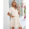 Womens Maternity Dress V Neck Lantern Sleeve Jacquard Dot Pocket Babydoll Baby Shower Dress - 2 of 4
