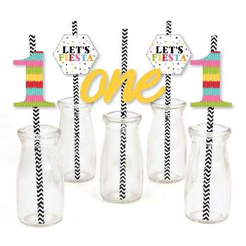 Big Dot Of Happiness 1st Birthday Roar Dinosaur Girl - Paper Straw Decor -  Oneasaurus Dino First Birthday Party Striped Decorative Straws - Set Of 24  : Target