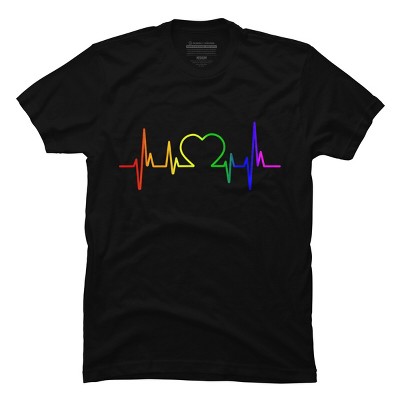 Adult Design By Humans Pride Heartbeat Rainbow By LuckyCharm99 T-Shirt