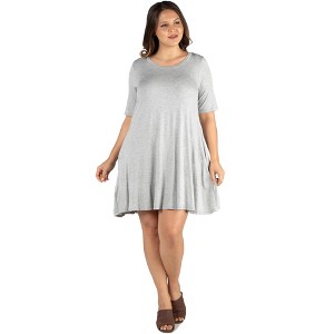 Plus Size Knee Length Pocket T Shirt Dress - 24seven Comfort Apparel™ - 1 of 4