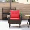 vidaXL Patio Rocking Chair with Cushions - Brown Poly Rattan/Steel Frame - Outdoor Lounger for Garden/Patio - Removable Covers, UV Resistant - 3 of 4