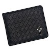 Steeltime Men's Braided Black Vegan Leather Cross Wallet and Black IP ID Bracelet Set - 3 of 4