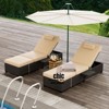Jojoka 2pc Outdoor Chaise Lounge Chairs, PE Rattan Pool Loungers with Cushions, 5-Position Adjustable Backrest, Cup Holder, for Patio, Deck, Garden - 3 of 4