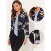 INSPIRE CHIC Women's Floral Turn Down Collar Contrast Tie V Neck Long Sleeve Elegant Work Blouse Top Shirts - 2 of 4