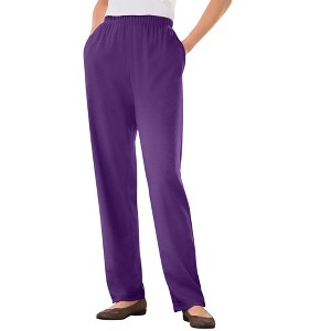 Woman Within Plus Size Tall 7-Day Knit Straight Leg Pant - 1 of 4