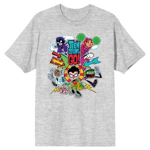Teen Titans Go To The Movies Teen Titans Main Characters With Arrows Athletic Heather Men's T-Shirt - 1 of 1