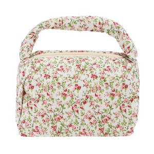 Unique Bargains Women's Floral Handheld Travel Makeup Bag 1 Pc - 1 of 3