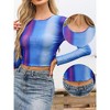 INSPIRE CHIC Women's Summer Causal Mesh Long Sleeve Crew Neck Wave Hem Party Crop Tops - 2 of 4