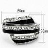 Slickblue Polished Black Stainless Steel Pave Ring with Clear Synthetic Crystal for Women, Epoxy Finish, Size 5-10 - 2 of 4