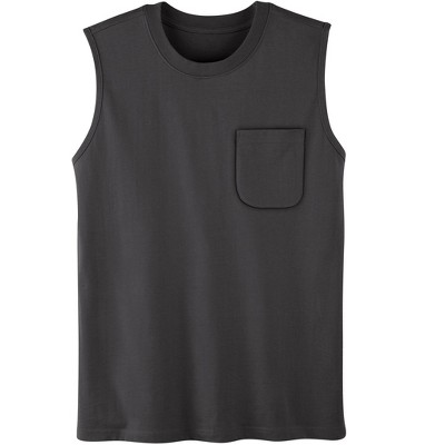 Collections Etc Men's Patch Pocket Crew Neck Sleeveless T-Shirt