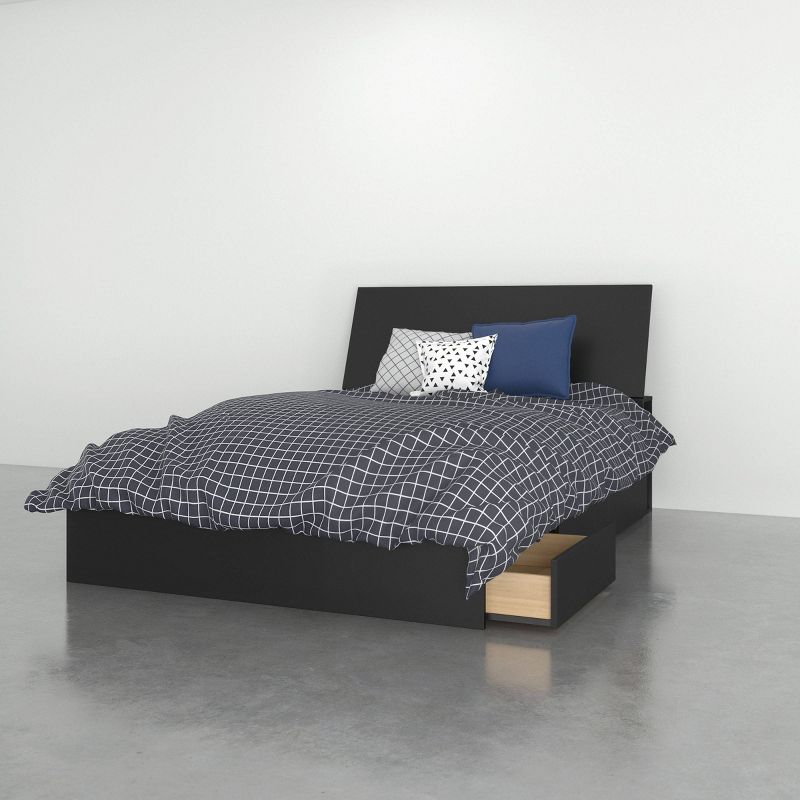 Epik 3 Drawer Storage Bed with Headboard Black - Nexera, 1 of 7