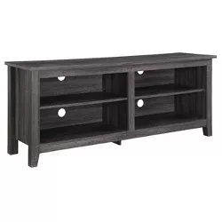 Transitional 4 Cubby Wood Open Storage TV Stand for TVs up to 65" Charcoal - Saracina Home