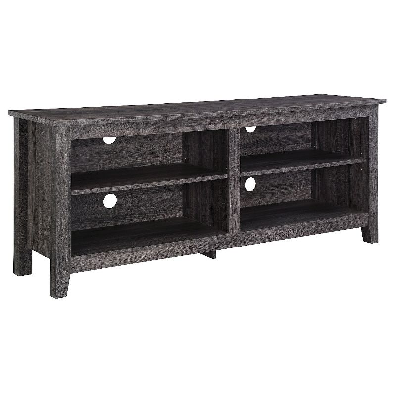 Transitional 4 Cubby Wood Open Storage TV Stand for TVs up to 65"- Saracina Home, 1 of 14