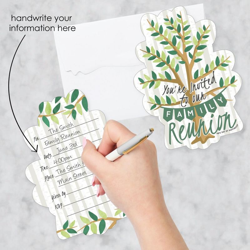 Big Dot of Happiness Family Tree Reunion - Shaped Fill-in Invitations - Family Gathering Party Invitation Cards with Envelopes - Set of 12, 2 of 8