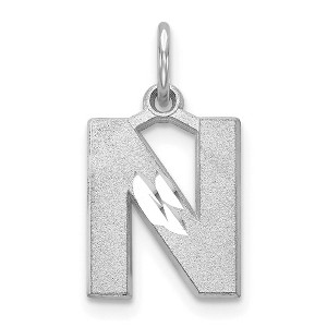 Black Bow Jewelry 14k White Gold, Julia Collection, Small Satin Block Initial N Pendant - 1 of 4