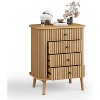 3 Drawer Dresser, Chest of Drawers for Bedroom, Spacious Storage Wicker Dresser with Matte Black Handles and Wood Legs for Closet, Hallway, Nature - 3 of 4