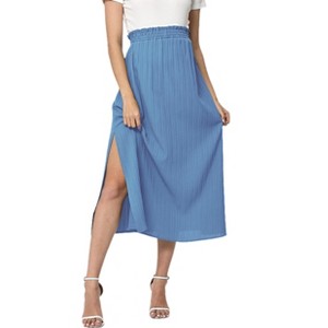 Clearlove Women's  Summer Mesh Slit Split Long Skirts High Waisted Maxi Skirts - 1 of 4