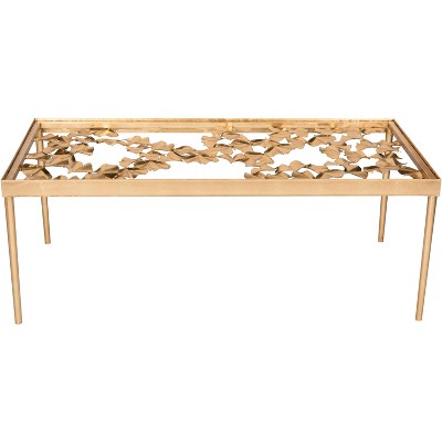 Otto Ginkgo Leaf Coffee Table - Gold/Glass - Safavieh