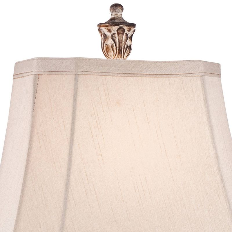 Regency Hill Country Cottage Table Lamp 25" High Antique Gold Leaves Petite Vase Off White Rectangular Shade for Living Room Family Bedroom, 3 of 10