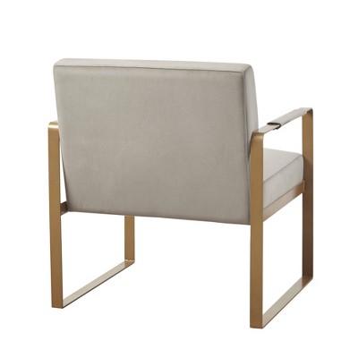 Taupe Velvet Club Accent Chair with Gold Metal Frame