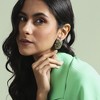 SOHI Women's Olive Green Textured Crystal Stud Earrings - 3 of 4