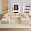 Mjkone Corduroy 141'' Deep Seat Modular Sectional Sofa, Modern 8-Seater U-Shape Sofa Couch with Moveable Ottoman - 3 of 4