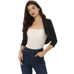 INSPIRE CHIC Women's Elegant Evening Wedding Lapel Collar Bolero Shrugs - 1 of 4